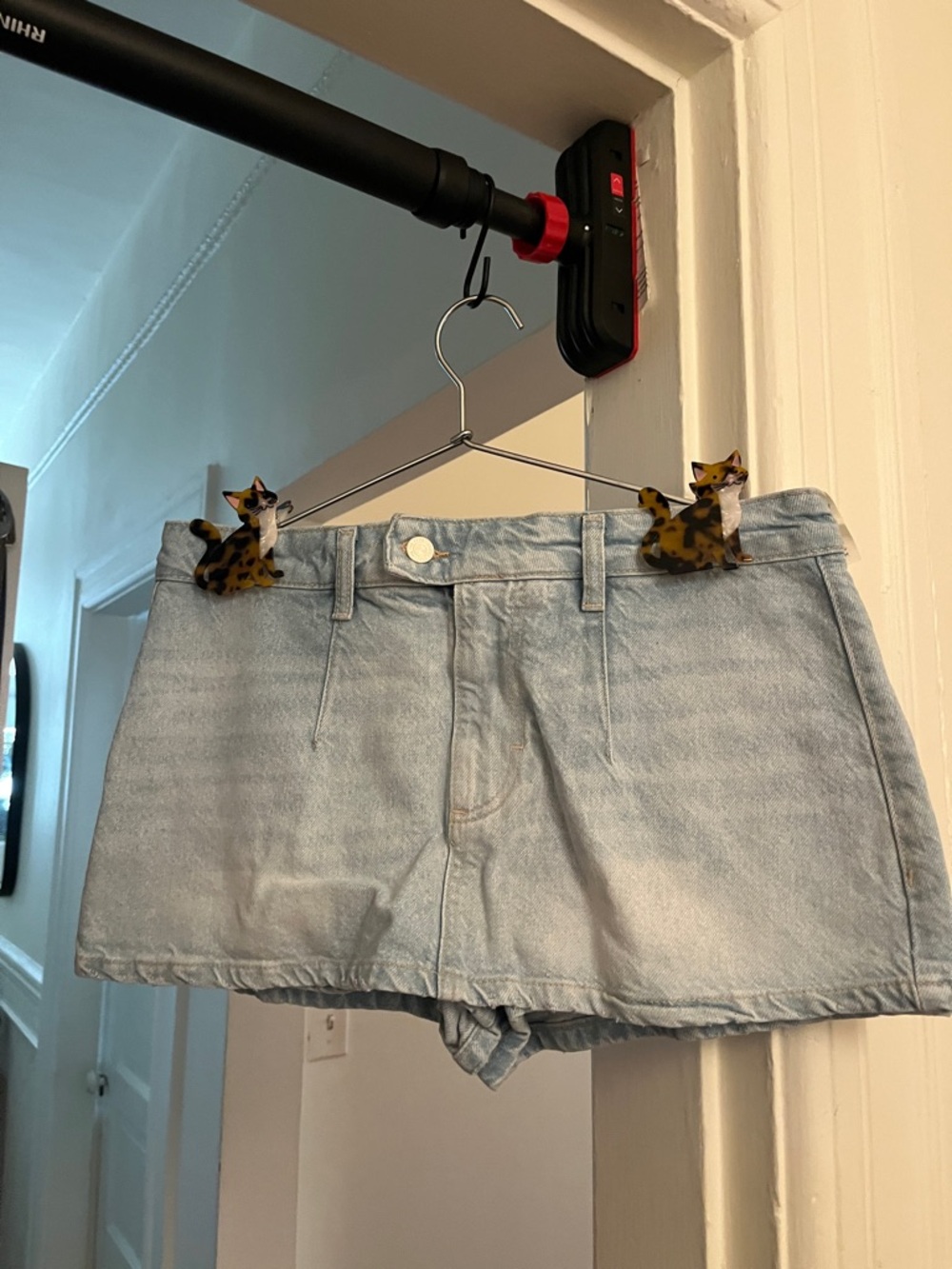 Free People Light Wash Denim Lowrise  Mini Skort